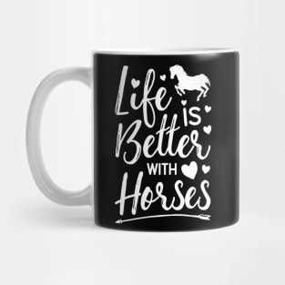 Life Is Better With Horses T shirt Horse Riding Racing Girls Mug